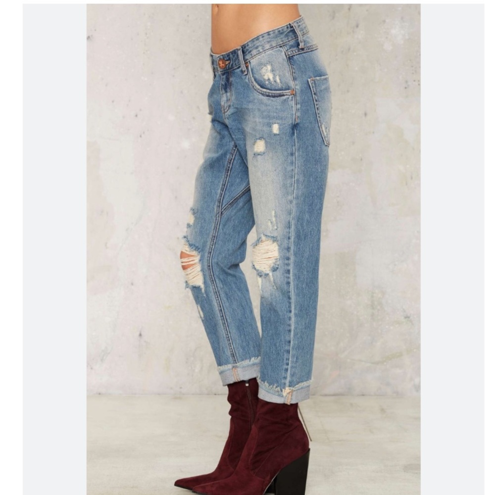 One Teaspoon Lonely Boys Distressed Jeans in Blue Buoy - Picture 2 of 16